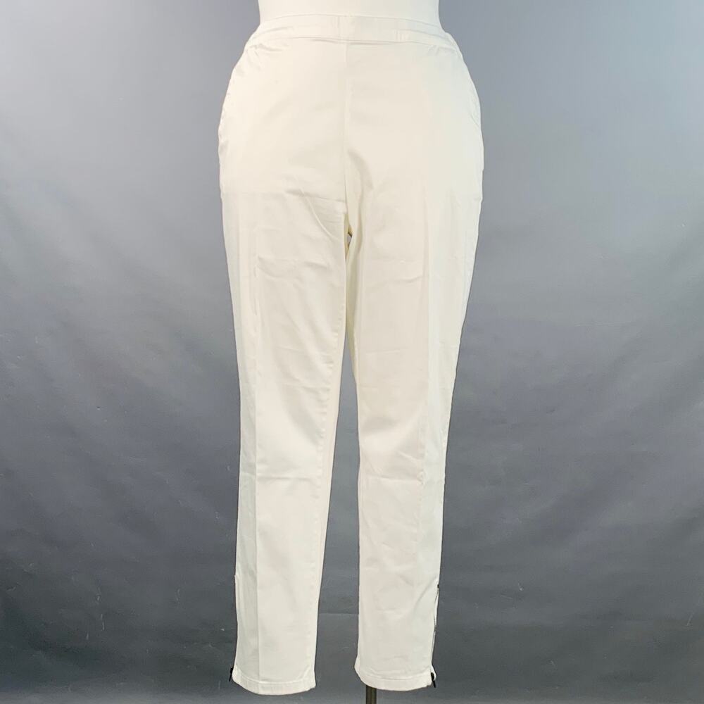 MASAI Size XL White Cotton Blend Elastic Waistband Ankle Zip Casual Pants